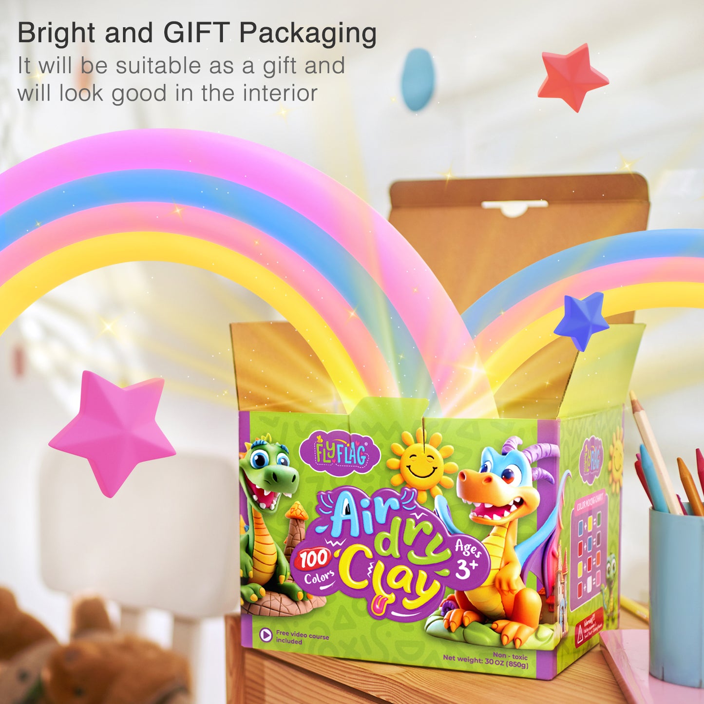 Air Dry Clay Kit - 100 Colors, Soft & Ultra Light, Modeling Clay for Kids with Tools and Tutorials