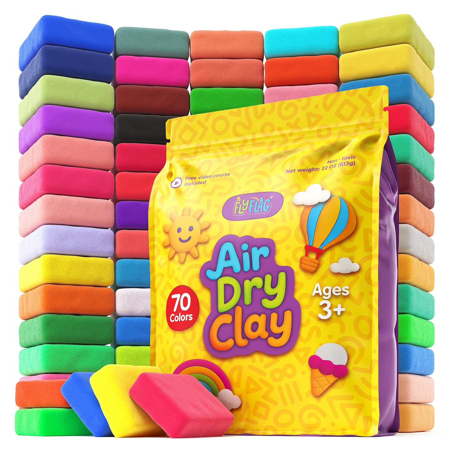 Air Dry Clay Kit - 70 Colors, Soft & Ultra Light, Modeling Clay for Kids with Tools and Tutorials