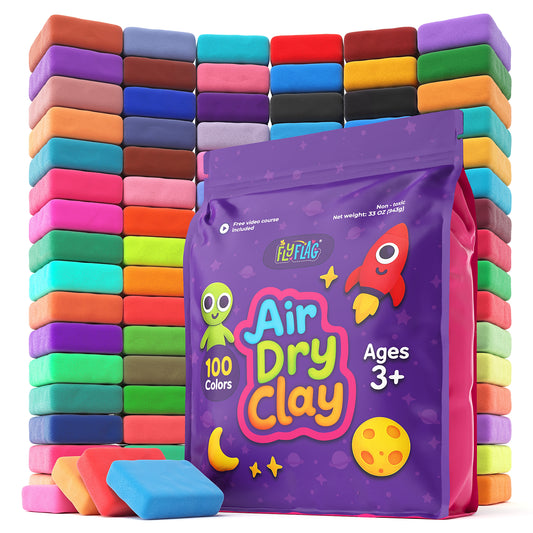 Air Dry Clay Kit - 100 Colors, Soft & Ultra Light, Modeling Clay for Kids with Tools and Tutorials
