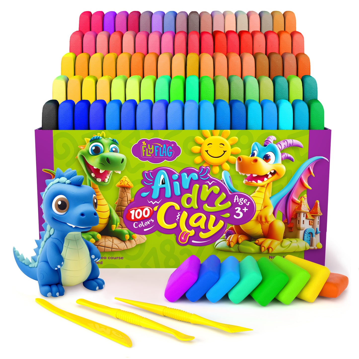 Air Dry Clay Kit - 100 Colors, Soft & Ultra Light, Modeling Clay for Kids with Tools and Tutorials