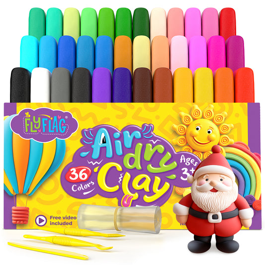 Air Dry Clay Kit - 36 Colors, Soft & Ultra Light, Modeling Clay for Kids with Accessories, Tools and Tutorials