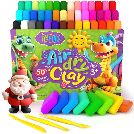 Air Dry Clay Kit - 50 Colors, Soft & Ultra Light, Modeling Clay for Kids with Accessories, Tools and Tutorials