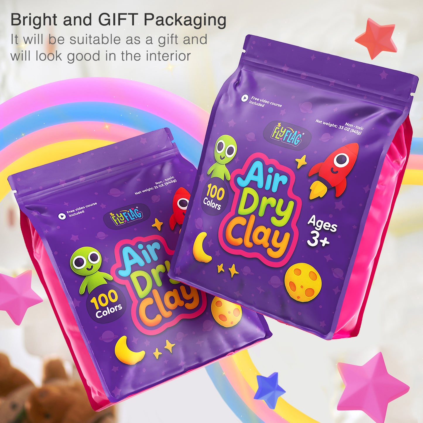 Air Dry Clay Kit - 100 Colors, Soft & Ultra Light, Modeling Clay for Kids with Tools and Tutorials