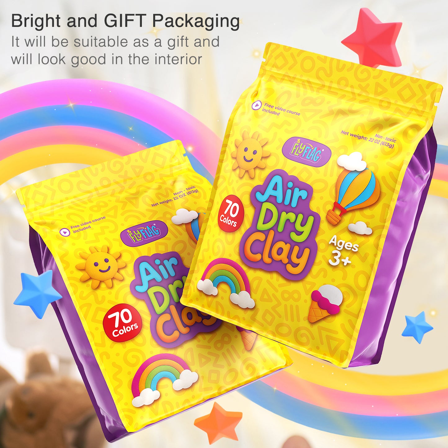 Air Dry Clay Kit - 70 Colors, Soft & Ultra Light, Modeling Clay for Kids with Tools and Tutorials