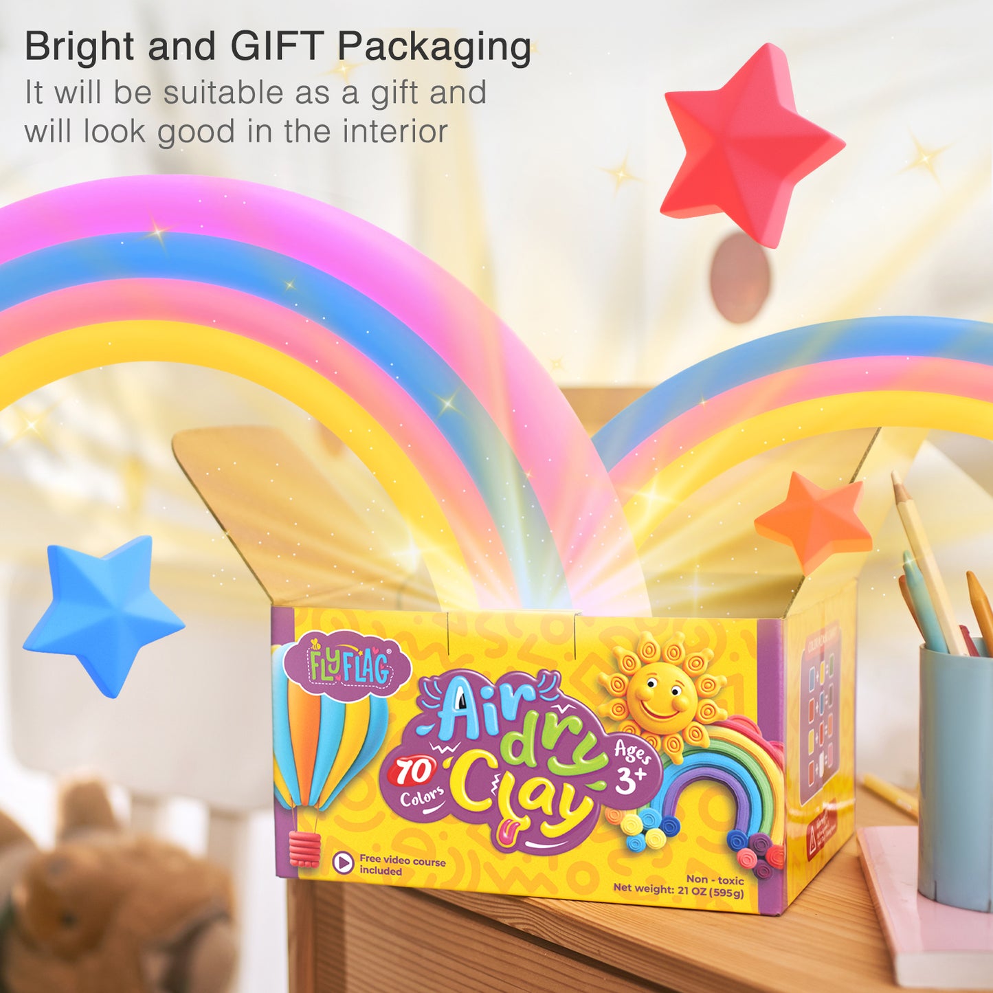 Air Dry Clay Kit - 70 Colors, Soft & Ultra Light, Modeling Clay for Kids with Tools and Tutorials